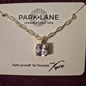 BPark Lane Gold Necklace with Diamond Cubic Stone
